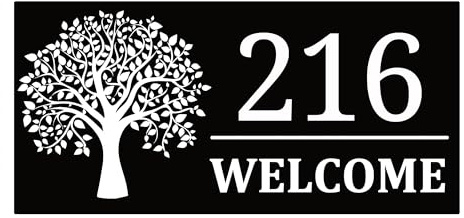 Individuelles Metall-Adressschild, personalisiertes, modernes Hausnummernschild mit Adressname, Wandmontage, Türnummernschild, Hausadressschild