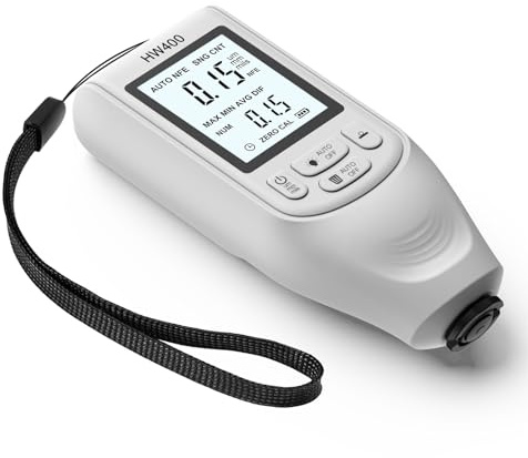 Bewinner Digitales Schichtdickenmessgerät - Neu aufgerüstete HW400, Ultrahochpräzise Sonde, Lackmil Dickenmessgerät, Automobillack Mil Dickenmessgerät für die Messung der Lackdicke (weiß)