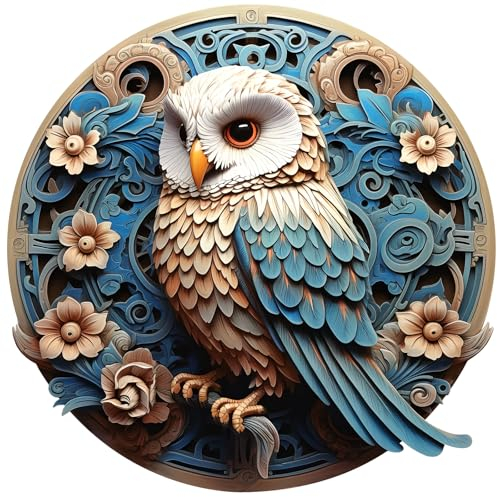 Holzpuzzle Erwachsene 300 Stück, 3D Bunt Eule Holz Puzzle, Puzzle Aus Tierteilen, Tierform Puzzleteile Mit Box, Familie Geschenk, 34.5 * 34.5cm, L