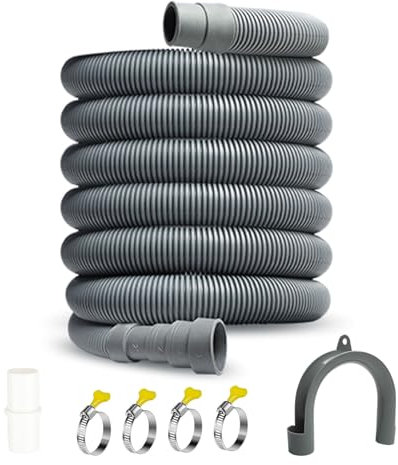Storystore Washing Machine Drain Hose 3m, Universal Drain Hose Extension Kit with Connector Clip Clamp, Washing Machine Waste Pipe Extension for Washing Machine Dishwasher
