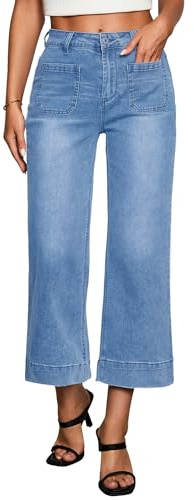 Vetinee Schlaghose Damen Jeans Schlaghose Jeans Mittelblau Größe Medium Passt EU Größe 38 bis EU Größe 40