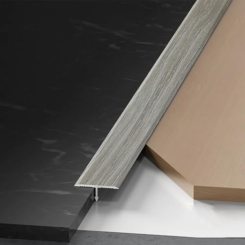 KGAILL 90cm Übergangsprofil Aluminium T-Formleisten Flach Übergangsschiene für Verbindungsböden Lücken, T Profil Bodenübergangsleisten für Laminat/Boden/Teppich(Gray-A,W2cm(3/4))