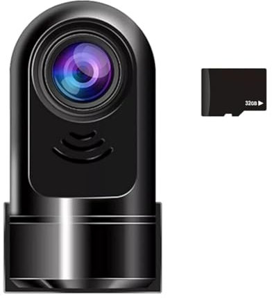 Boddceto Mini Telecamera per Auto ADAS con Rotazione A 360° e 1080P HD, con Scheda da 32 GB, modalità Parcheggio 24 Ore su 24/Visione Notturna/Rilevamento del Movimento