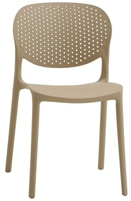 KONTE.DESIGN Set di 4 sedie MAIORCA in polipropilene beige, impilabili
