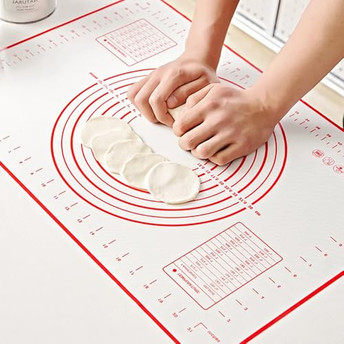 Hongmeru Non-Slip Silicone Baking Mat- Heat Resistant Pastry Rolling Mat with Measurements,70×50cm Non-Stick Kneading Board for Dough/Fondant/Pizza/Cake/Pie, Easy Clean Kitchen Tool (Pink)