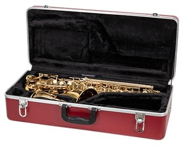 Crossrock CRA862ASRD-R Koffer für Altsaxophon, ABS-Hartschale mit Sicherheitsschloss und abnehmbarem Gurt, Rot