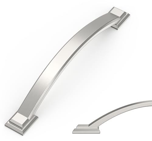 Amerdeco 10 Stück Möbelgriffe Gebürsteter Nickel 128mm Lochabstand, Zinklegierung Schubladengriffe & Schrankgriffe für Küchenschränke & Kleiderschränke UK0081