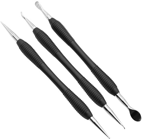 byepica Leather Craft Tools Set, 3-Piece Kit with Dual-Sided Metal Carving Tools, Embossing Stylus, and Burnishing Stamps for DIY Leatherwork