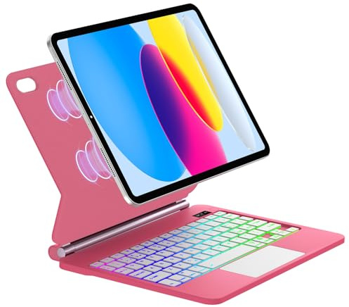 SENGBIRCH Custodia Tastiera per iPad 10 Generazione 10.9 2022 /iPad 11a Generazione A16 11 2025, Trackpad Muti-Touch, Italiano QWERTY, Supporto Magnetico Magic Bluetooth Tastiera, Begonia Rossa