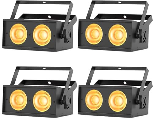 4PCS Mini Projecteur Par RGBW COB 150W, Stroboscope Actif au Son d-mx512 avec Faisceau 36° pour DJ Scène Fête Mariage Discothèque