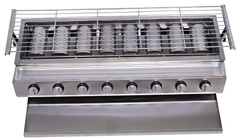 MJMLUCK Barbecue à gaz 8 brûleurs, Barbecue d'extérieur, Barbecue Professionnel avec bac récupérateur d'huile, plancha au gaz de pétrole liquéfié pour Restaurants et cantines