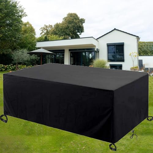 OUZUIU Rechteckige Gartenmöbel-Abdeckung 230x140x75cm/LxWxH 420D Oxford-Gewebe, wasserdicht, Winddicht, UV-geschützt & staubdicht, für Gartensets, Terrassenmöbel & Gartentische, schwarz