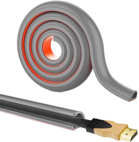 RPXRPXSide Open One Cord Cable Raceway Wire Cover for Cords, Our Cable Track is Best Suited for one Wire (Diameter <0.27),Wire Raceway Management Cable Concealer Channel (Grey, 196in)