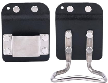 2pcs Hammer Loop for Belt Kit, Stainless Steel Hammer Holder Clip with Ruler Hook Holster Portable Multifunctional Belt Tools Compatible with Stiletto/Stanley
