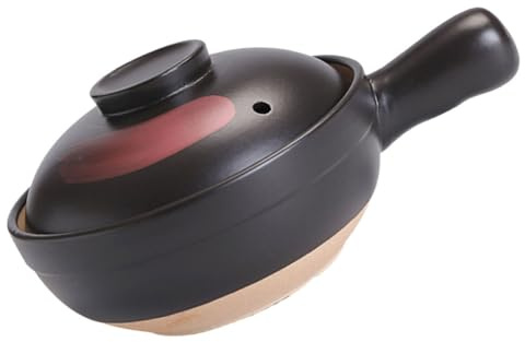CIYODO Pentola in Terracotta per Zuppe e Stufati con Manico Resistente ad Temperature Casseruola in Argilla per Uso Adatta Cene in Famiglia e Feste