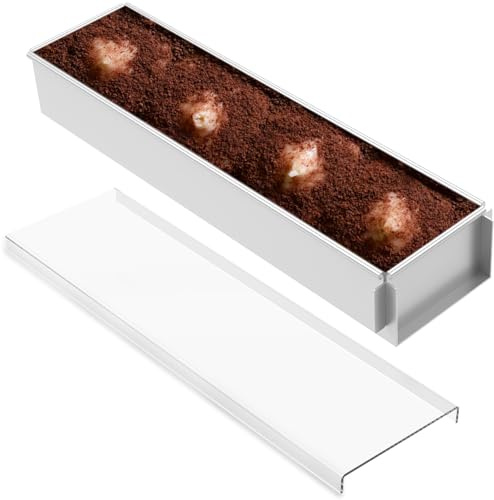 Molde de tiramisú rectangular, acero inoxidable con tapa y parte lateral extraíble, molde antiadherente para tartas, de aleación de aluminio, para pasteles, pan y tiramisú