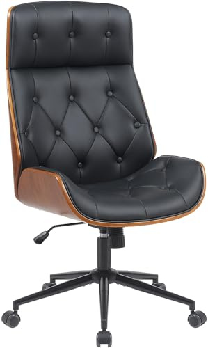 CLP Bürostuhl ergonomisch Martil, höhenverstellbar und drehbar, Kippmechanik und Armlehnen, Chefsessel in Chesterfield-Optik - Farbe schwarz