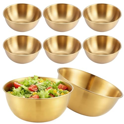 Juego de 6 cuencos de acero inoxidable, diámetro de 17 cm, 0,7 l, cuencos de acero inoxidable, para mezclar, ensaladera, aperitivos, cuenco de metal, para servir, apilable, apto para lavavajillas