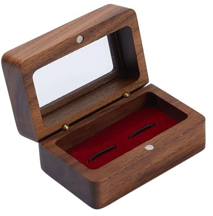 DICOSMETIC Wooden Cufflinks Box Vintage Cufflink Gift Box Small Cufflink Display Case Storage Cufflinks Case with Window Jewelry Organisers for Anniversary Ceremony
