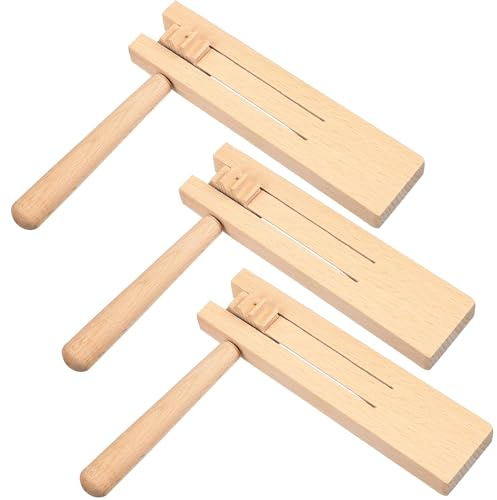 Veemoon Matraca de Madera para 3 Piezas, Instrumento Musical Tradicional, Trinquete Giratorio Nivel, Juguete Educativo para Desarrollo Auditivo y Motriz, Tamaño Pequeño, Seguro para Manos