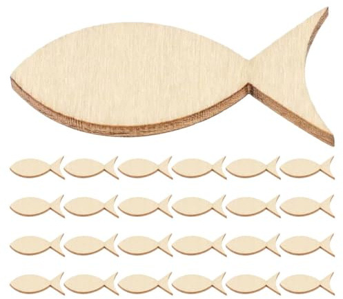 CTIRCHIU 50 Holzfisch Rohlinge aus Buchsbaum 50 Stück zum Bemalen Maritime Deko für Zuhause und Strandmotive
