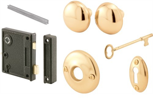 Prime-Line Vintage Interior Door Lock Set, Brass Knobs, 2-1/2 in. Backset