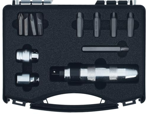 SW-Stahl 05040L Handschlagschrauber-Satz, 12-teilig - 1/2 Zoll Werkzeug | Profi Schlagschrauber-Set für Kfz - Inkl. Bremsenwerkzeug & Riemenscheiben-Bits - Industriequalität in Kunststoffkassette