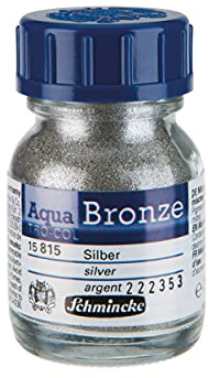 Schmincke - Aqua-Bronze, silver, 20 ml, 15 815 032, shiny metallic effects on gouache and watercolour paintings, paper, cardboard, painting board, canvas