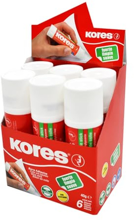 Kores 12402-06 - Juego de 6 barras de pegamento sólido/lavable/no tóxico, 40 g