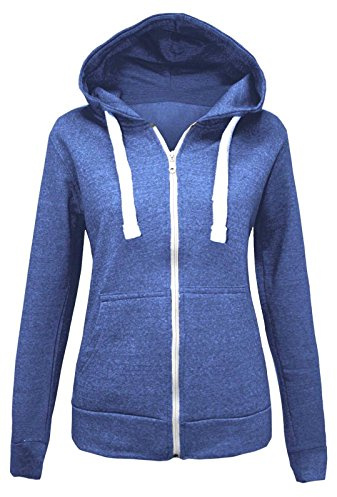 Parsa Fashions Ladies Plain Zip Up Hoodie Womens Fleece Hooded Top Long Sleeves Front Pockets Soft Stretchable Comfortable PLUS SIZES Small to XXXXXXXL (UK 6-30)