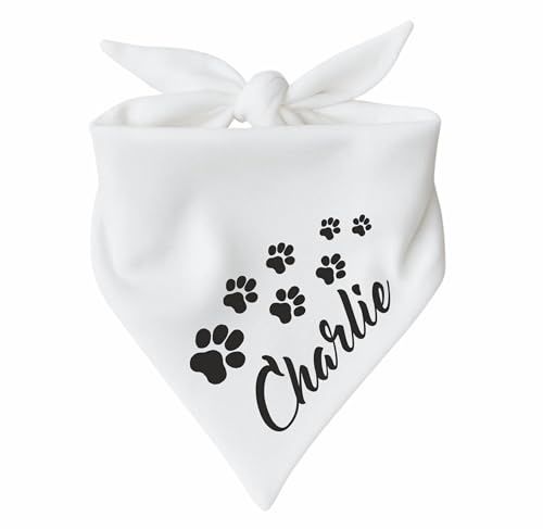 Hunde Dreiecks Halstuch (Fb: Weiss) (Gr. 1 (55 cm)) Name des Hundes