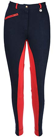 Discount Pet Accessories Bambini Corsa Pantaloni da Equitazione Boy/Bambine Morbido Elastico JODS JODPHURS Blu Scuro con Rossa BY Sconto Animale Domestico Accessori - 30 (13-14 Anni)