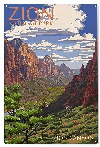 Lantern Press 10x15 Inch Wood Sign, Ready to Hang Wall Decor, Zion National Park, Utah, Zion Canyon View