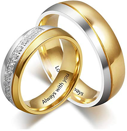 Ashleymade Personalisierte Partnerringe mit Gravur Namen Geburtsstein Edelstahl Paar Ringe für Sie und Ihn Geschenk für Valentinstag Geburtstage Jahrestage