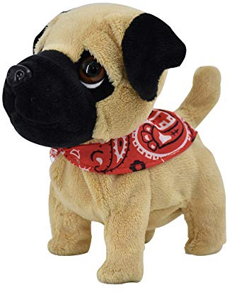 WEofferwhatYOUwant Pug Puppy – Interactive Walking Plush Dog Toy – Barking Robot Pet with Realistic Movements & Sounds – Soft Toddler Toy for Ages 18+ Months – Touch Activated – No Shedding Fur