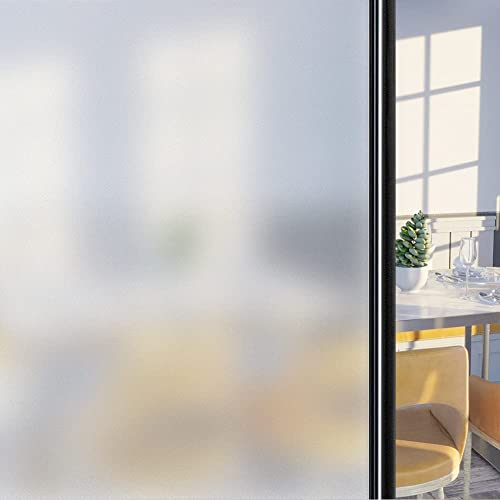 DIFIT Fensterfolie, Anti UV Milchglasfolie Sichtschutzfolie Fenster, Entfernbar Selbstklebende Folie Fensterfolie Blickdicht, Wiederverwendbar Folie Fenster Sichtschutz für Büro Wohnen (44.3x200cm)