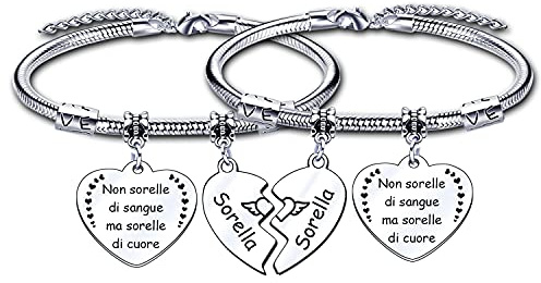 LUODAN 2 pezzi Sorella Braccialetto,Dell'amicizia Bracciale Regali di Amicizia BraccialettoNon sorelle di sangue ma di cuore Sorella Regali di compleanno Braccialetto per i migliori amici Bracciale