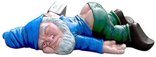 Statuettes de nain ivre drunk nain en résine - Cadeau fantaisie pour extérieur, intérieur, terrasse, cour, pelouse, porche - Bleu - 15 cm