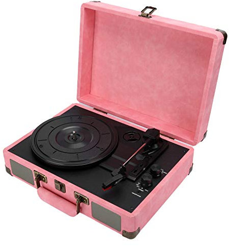 Giradischi in vinile, fonografo Bluetooth portatile, grammofono con altoparlante stereo incorporato, lettore CD retrò da 33/45/78 giri/min, custodia vintage per casa ufficio scuola decorazione