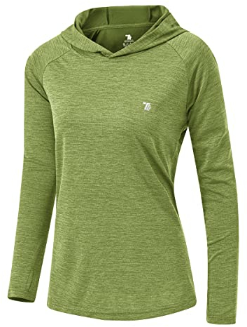 donhobo Damen UPF 50+ Sonnenschutz Hoodie Shirt Leichtgewicht Langarm Angeln Wandern Outdoor Sports Shirt (Frucht grün, M)
