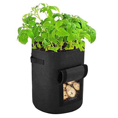 SUL Potato Grow Bag 10 Gallon Non-woven Fabrics Plant Growing Vegetable Bags for Vegetables, Potato, Tomatoes, Fruits, Carrot, Garden Soil Bag -Black 2pk