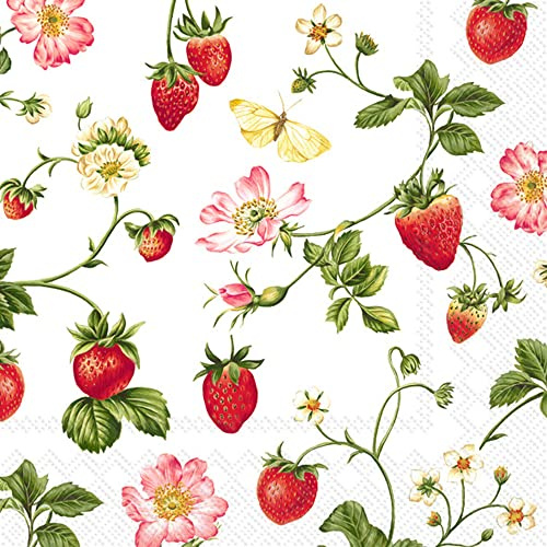 IHR Ideal Home Range - Papierservietten SWEET STRAWBERRY 20 St. Lunch-Servietten 33 cm x 33 cm
