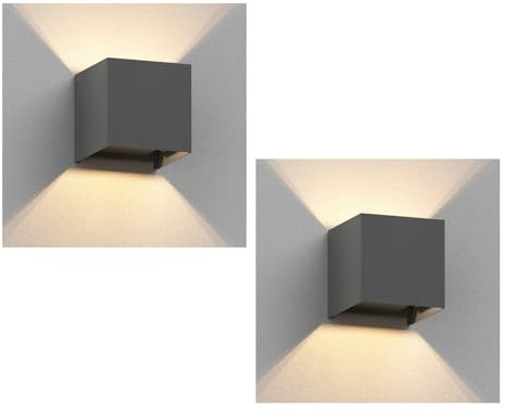 ledscom.de 2 x CUBEL apparecchio da parete per esterni, IP65, up/downlight, antracite opaco, quadrato, 1x G9 max. 10W
