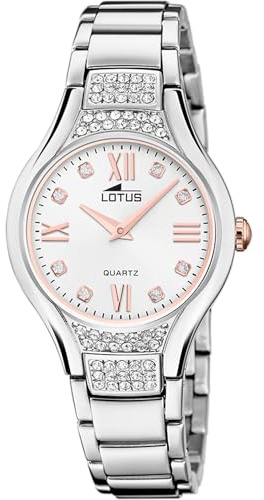 LOTUS Reloj Mujer Analógico de Acero Inoxidable 316l Plateado | Movimiento de Cuarzo, Cristal Mineral de Alta Resistencia, Resistente al Agua 5 ATM, Special Prices 18910/1
