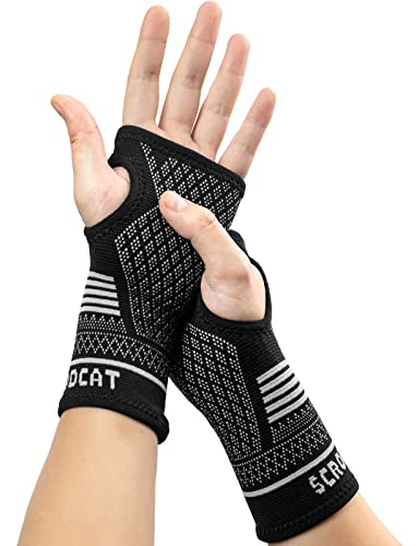 Scrodcat Silber Handgelenk Kompressionshülsen 1-Paar für Karpaltunnel,Arthritis, Schmerzlinderung Behandlung, Handgelenk Bandage mit Daumenschlaufe für Deman und Männer (Sliver, M)