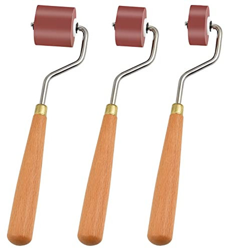 Milkary Rubber Rollers Brayer, 3 Pcs Brayer Ink Roller with Comfort Grip for Print, Craft Stamping Brayers, Stamping Tools