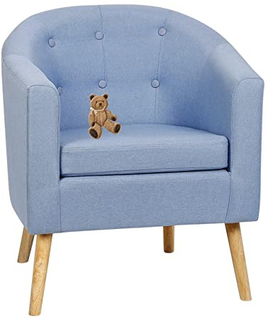 KEVO Fauteuil de Salon Simple à Cocktail, Club, de Lecture - Crapaud en Tissu de Lin Rembourré Rétro pour Chambre à Coucher et Salon