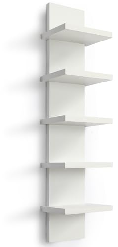 Homaterial 5 Tier Wall Shelf Unit, Small White Vertical Floating Shelf-Narrow Decorative Wall Mount Modern Wall Decor Shelves for Bedrooms, Living Rooms