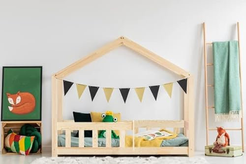 RMP Hüttenbett, 200 x 80 cm, Massivholz, mit Lattenrost und Sicherheitsgitter