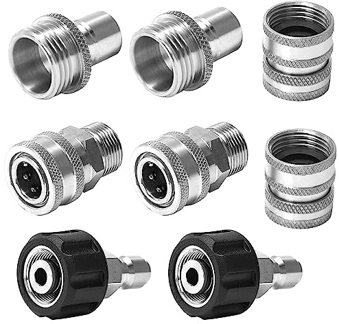 M MINGLE Hochdruckreiniger-Adapter-Set, M22-14 auf 3/8, 8-TLG, Edelstahl | 3/4 Zoll auf Schnellentriegelung, inkl. Schnellkupplungen